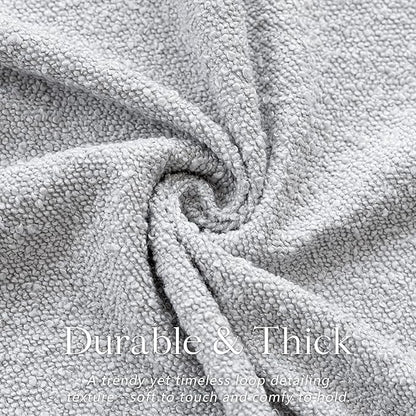 Foindtower Decorative Boucle Throw Pillow Covers Accent Solid Pillow Cases Cozy Soft Textured Couch Cushion Case for Chair Sofa Bedroom Living Room Home Decor 22 x 22 Inch,Light Grey