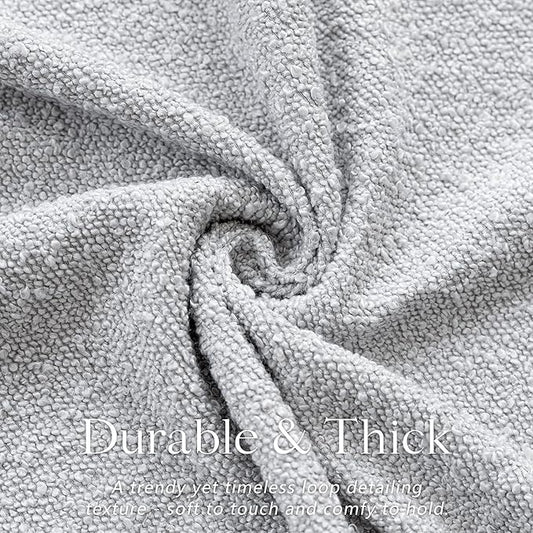 Foindtower Decorative Textured Boucle Throw Pillow Covers Accent Solid Pillow Cases Neutral Soft Cozy Couch Cushion Case for Chair Sofa Bedroom Living Room Home Decor 16x16 Inch,1PC,Light Grey