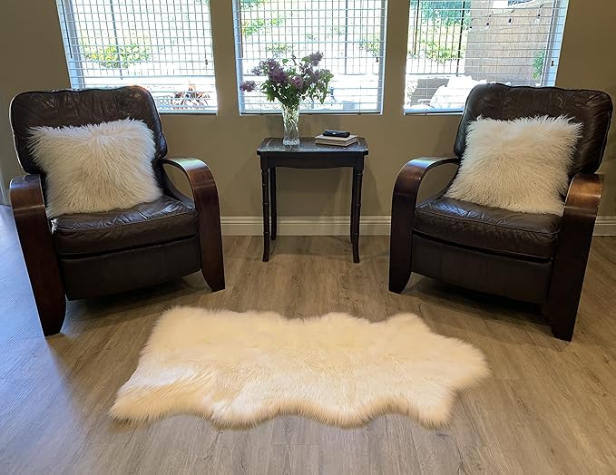 LAMBZY Faux Sheepskin Super Soft Hypoallergenic Silky Shag Rug for Living Room, Kids Room, Sofa (Single and a Half 2'x4'6", Cream)