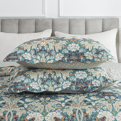 HoneiLife Quilt Sets King Size - Microfiber Bedspreads for King Bed, 3-Piece Lightweight Coverlets, Retro Bed Cover King Quilt Bedding Set All Season Quilts-Grayish Green