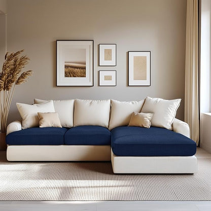 Hokway Stretch Chaise Cover Individual Couch Cushion Slipcovers Reversible Cushion Protector Slipcovers Sofa Cushion Protector Covers (Chaise Cover, Darkblue)