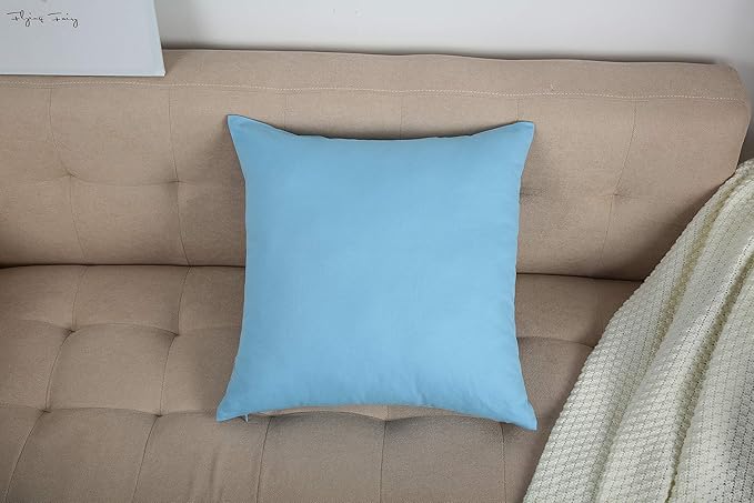 TangDepot Cotton Solid Throw Pillow Covers, 24" x 24" , Sky Blue, 1 Count (Pack of 1)