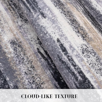 Modern Abstract Small Area Rug Indoor 3x5 Washable Rug Non-Slip Soft Entryway Rug Grey Black Multi Kitchen Mats Thin Print Faux Wool Floor Carpet Throw Rugs for Entrance Bedroom Home Decor