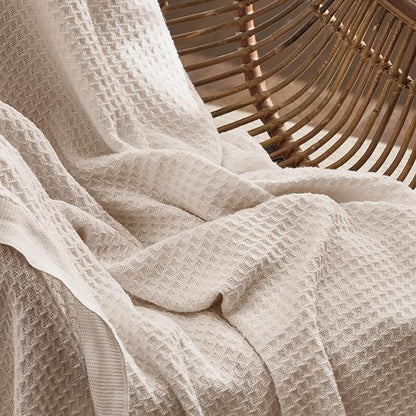Bedsure Gentlesoft 100% Cotton Blanket Twin XL Size for College Dorm - Breathable and Soft, Waffle Weave Twin Blanket for Summer, Dorm Room Essentials, Begie, 66x90 inches