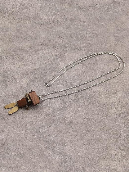 Leather Necklace for Women Boho Choker Necklace Long Cord Leather Pendant Bohemian Neckalce Vintage Alloy Pendant Leather Rope Necklace Wooden Necklaces for Women