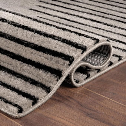 Rugshop Bohemian Stripe Stain Resistant High Traffic Living Room Kitchen Bedroom Dining Home Office Area Rug 2' x 7' Cream