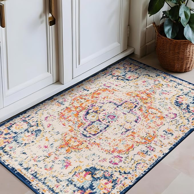 Rugshop Vintage Distressed Bohemian Area Rug for Living Room,Bedroom,Hallway Kitchen Entryway – Vibrant Multi-Color Tribal Design, 2'7" x 4'