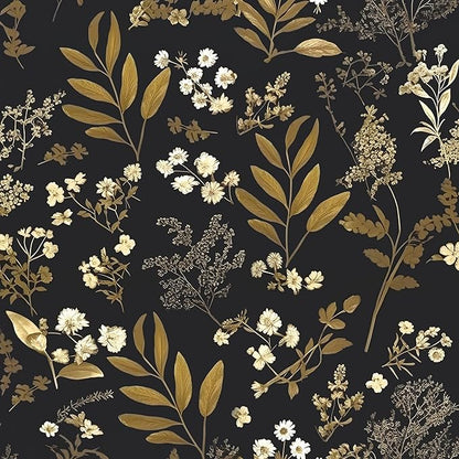 Gothic Wallpaper Peel and Stick Dark Floral Wallpaper 17.5in x 78.7in Vintage Leaf Contact Paper Vinyl Waterproof Self Adhesive Boho Botanical Wall Paper for Bedroom Cabinet Décor