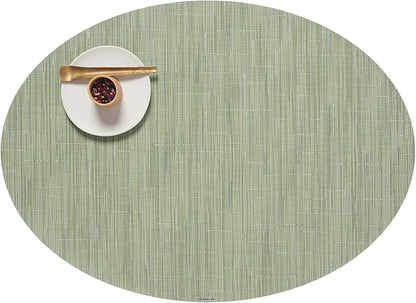 Chilewich Bamboo Placemats Set of 4 - Woven Oval Placemats - Reusable, Stain-Resistant, Indoor/Outdoor Tabletop Protection - 19" x 14" - Spring Green