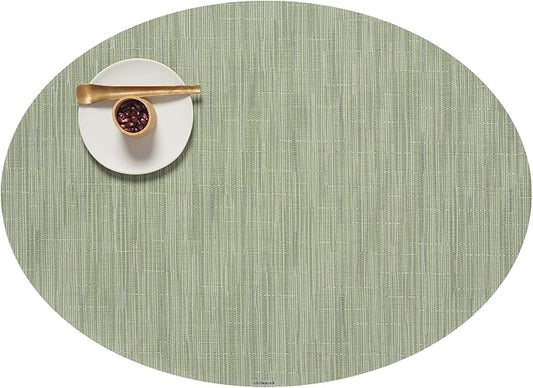Chilewich Bamboo Placemats Set of 4 - Woven Oval Placemats - Reusable, Stain-Resistant, Indoor/Outdoor Tabletop Protection - 19" x 14" - Spring Green