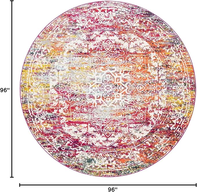 Rugs.com Arlington Collection Rug – 8 Ft Round Multi Medium-Pile Rug Perfect for Kitchens, Dining Rooms