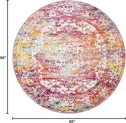Rugs.com Arlington Collection Rug – 8 Ft Round Multi Medium-Pile Rug Perfect for Kitchens, Dining Rooms