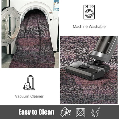 RUGSURE Washable Area Rug - 1/6 Thick - Stain & Water Resistant Non-Slip - Resistant Rug for Living Room, Bedroom, Nursery, Pet & Child Friendly, Vintage Charm Area Rugs (Burgundy, 6' x 9')