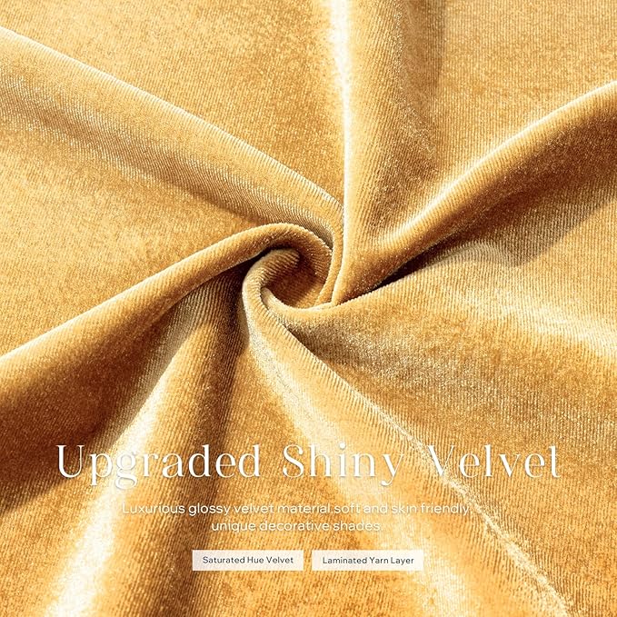 Phantoscope Pack of 2 Velvet Decorative Throw Pillow Covers Soft Solid Square Cushion Case for Couch Shiny Gold 12 x 20 inches 30 x 50 cm
