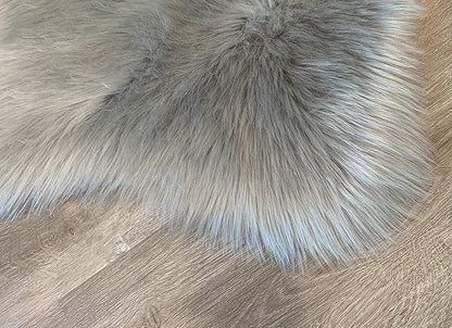 LAMBZY Faux Sheepskin Super Soft Hypoallergenic Silky Shag Rug for Living Room, Kids Room, Sofa (Quarto 4 Pelts Side by Side 3'x8', Grey)