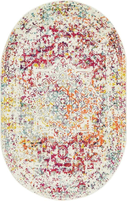 Rugs.com Arlington Collection Rug – 3' x 5' Oval Multi Medium-Pile Rug Perfect for Living Rooms, Large Dining Rooms, Open Floorplans