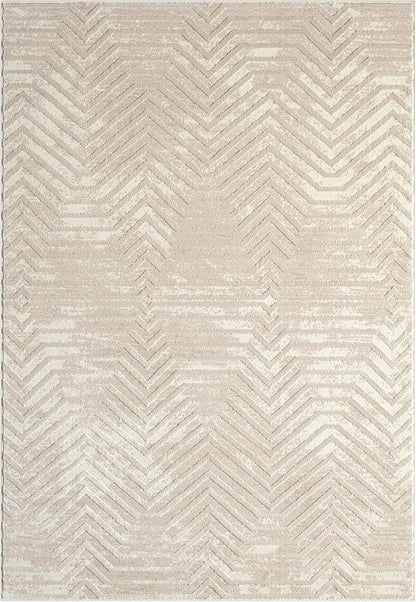 Abani Terra Cream 2' x 3' Area Rug for Living Room, Bedroom - Geometric Lines Pattern - Durable & Easy to Clean