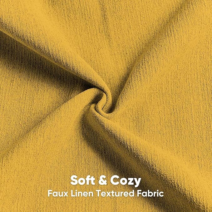 FUTEI Mustard Yellow Chenille Decorative Throw Pillow Covers 22x22 Inch Set of 2,Soft Cozy Faux Linen Textured Cushion Case,Farmhouse Home Decor for Couch Living Room