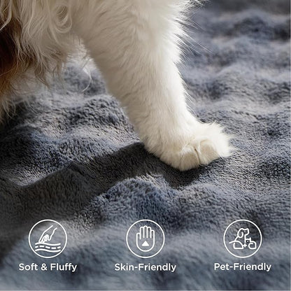 Bedsure 6x9 Fluffy Area Rugs for Living Room, Machine Washable Rugs, Non-Slip Backing, Non-Shedding, Pet Friendly Throw Rug for Bedroom Dining Room, Grey