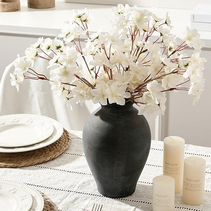 SIDUCAL Ceramic Vintage Flower Vase | 9 Inch Large Pottery Rustic Farmhouse Boho Vase for Home Decor, Table, Living Room, Bathroom, Coffee Desk, Shelf, Mantel Decoration, Wedding, Bronze