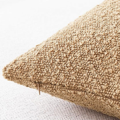 Mixhug Decorative Boucle Throw Pillow Covers, Camel, 18 x 18 Inches, Pack of 2 - Textured Boho Pillow Covers for Couch and Bed