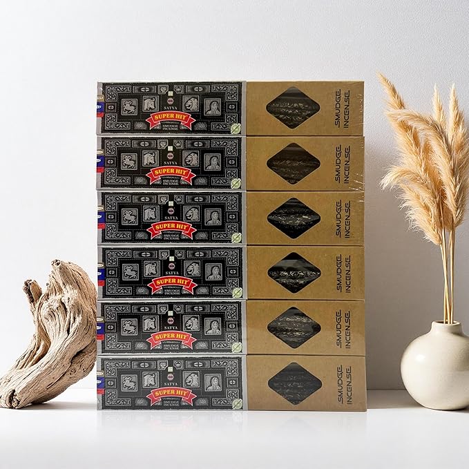 Satya Smudge Incense Stick – Hand-Rolled Indian Masala Incense for Meditation, Yoga & Spiritual Cleansing Pack of 6 (Smudge Superhit)