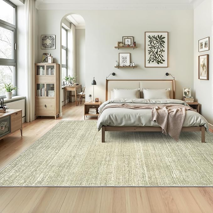 Valenrug Washable Rug 5x7 - Stain Resistant 5x7 Area Rugs for Living Room, Non Slip Backing Printed Rugs for Bedroom, Folable Machine Washable Area Rug (5'x7', Green)