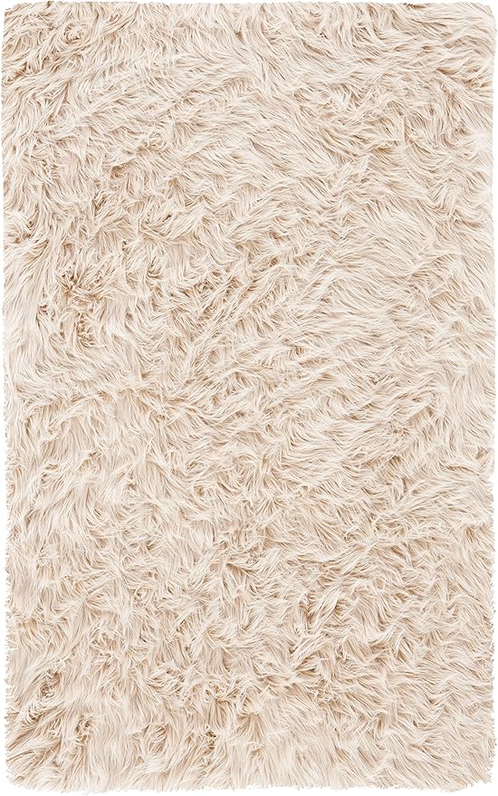 SAFAVIEH Faux Sheep Skin Collection 2'6" x 4' Beige FSS235K Silken Glam 2.35-inch Thick Accent Rug