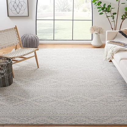 SAFAVIEH Tulum Collection Area Rug - 8' Square, Ivory & Light Grey, Moroccan Boho Tribal Design, Non-Shedding & Easy to Clean, Ideal for Living Room, Bedroom, Dining Space (TUL272G)