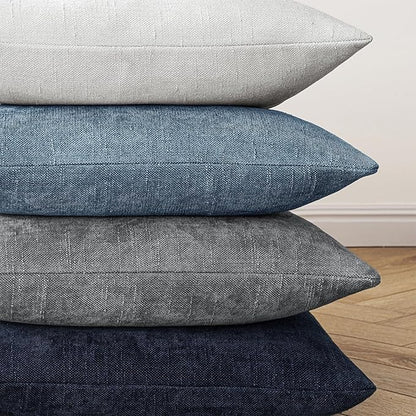MIULEE Pack of 2 Decorative Throw Pillow Covers Soft Chenille Throw Pillows Solid Textured Cushion Covers for Couch Sofa Bedroom Living Room 20x20 Inch, Dark Grey Blue