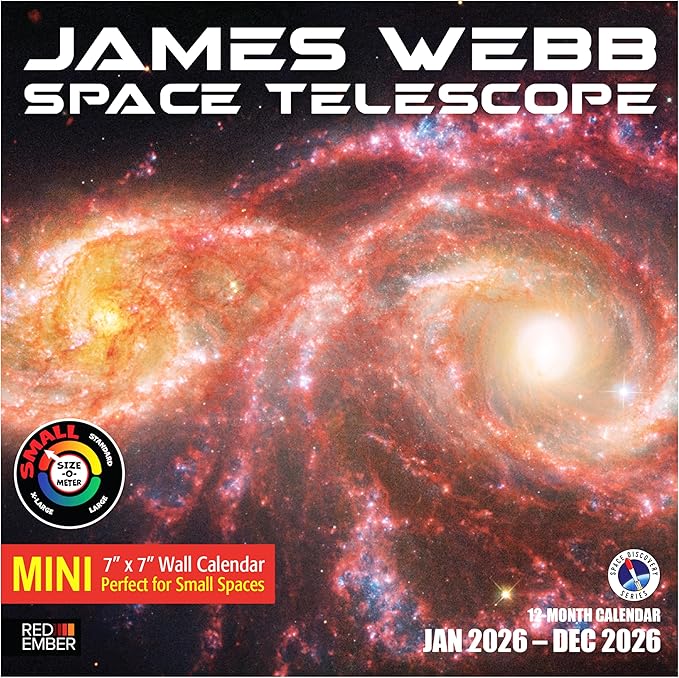 RED EMBER James Webb Space Telescope 2026 Mini Wall Calendar 12 Month | 7" x 14" Open | Thick & Sturdy Paper | Holiday Gift | Science Space Calendar 2026