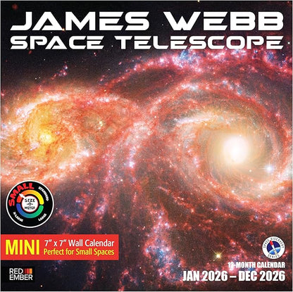 RED EMBER James Webb Space Telescope 2026 Mini Wall Calendar 12 Month | 7" x 14" Open | Thick & Sturdy Paper | Holiday Gift | Science Space Calendar 2026