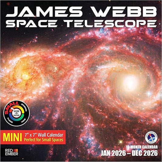 RED EMBER James Webb Space Telescope 2026 Mini Wall Calendar 12 Month | 7" x 14" Open | Thick & Sturdy Paper | Holiday Gift | Science Space Calendar 2026
