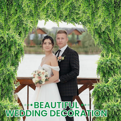 Geosar 116 Pcs Artificial Hanging Plants 32 Inch Hanging Boston Ferns Plastic Fake Plants for Wall Room Garden Wedding Garland Indoor Outdoor Decoration, No Basket