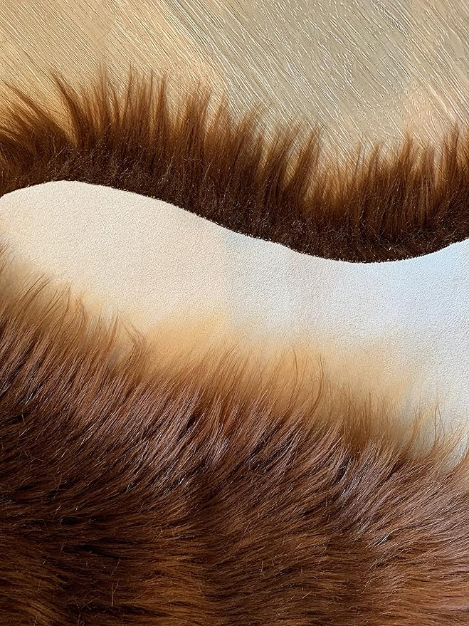 LAMBZY Faux Sheepskin Super Soft Hypoallergenic Silky Shag Rug for Living Room, Kids Room, Sofa (Triple Side by Side 3'x6', Brown)