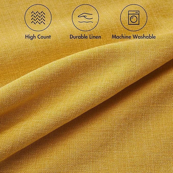 MIULEE Pack of 2 Decorative Linen Burlap Textured Pillow Covers Farmhouse Boho Accent Pillowcases Spring Home Decor for Couch Sofa Bedroom Living Room 18x18 Inch Bright Yellow
