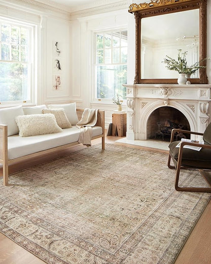 Loloi Margot Collection MAT-01 Antique/Sage 2'-6" x 9'-6" Runner Rug feat. CloudPile, No-Shed Easy Clean Large Patterned Area Rug for Living Room, Bedroom, Dining Area