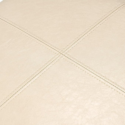 Adeco Faux Leather Cube Storage Ottoman, Warm Beige Ottomans for Living Room, Bedroom