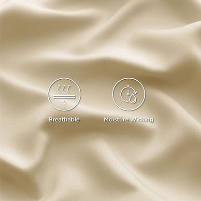 Bedsure Cooling Sheets Twin XL, Rayon Derived from Bamboo, Breathable & Soft Twin XL Sheet Sets, Deep Pocket Up to 16", Hotel Luxury Silky Dorm Bedding for Hot Sleepers, Alabaster Gleam