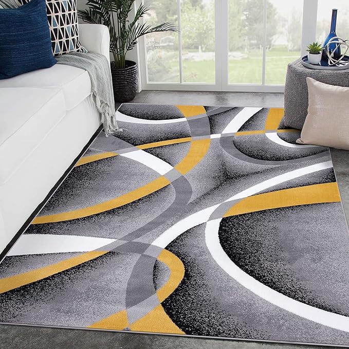 2305 Geometric Abstract Yellow 6x9 Area Rugs for Living Room