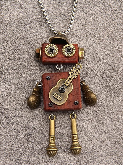 Leather Necklace for Women Boho Choker Necklace Long Cord Leather Pendant Bohemian Neckalce Vintage Alloy Pendant Leather Rope Necklace Wooden Necklaces for Women