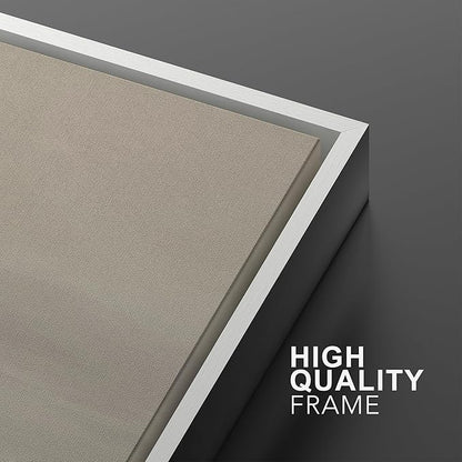 MUDECOR Framed Wall Art Print Set Misty Horizon Minimalist Foggy Mountain Landscape in Soft Neutral Tones Illustrations Realism Decorative for Living Room, Bedroom, Office - 16"x24"x3 White