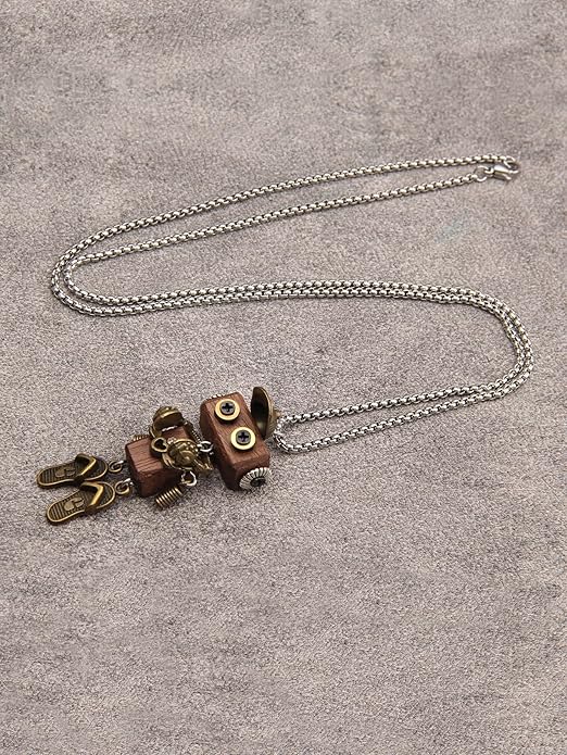 Leather Necklace for Women Boho Choker Necklace Long Cord Leather Pendant Bohemian Neckalce Vintage Alloy Pendant Leather Rope Necklace Wooden Necklaces for Women