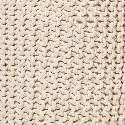 REDEARTH · Cylindrical Hand Knitted Pouf - Foot Stool Ottoman - Cord Boho Pouffe - Cotton Round Poof for Home Decor - Living Room - Nursery - Bedroom - Patio (16" x 16" x 16") - Ivory