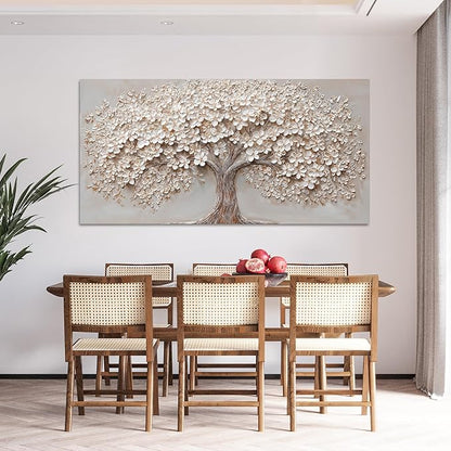 Canvas Wall Art Decor Botanical Large Wall Art Pictures for Living Room Canvas Art Wall Decor Oversized Tree of Life Wall Art Decor Modern White Wall Art Prints Artwork for Walls Bedroom Office Decor 39" X 78"