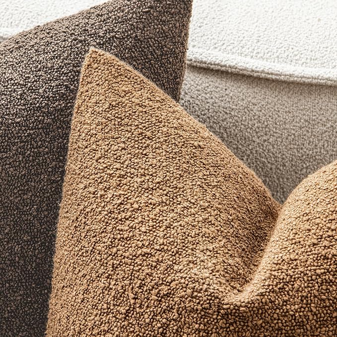 MIULEE 18x18 Inch Decorative Pillow Covers for Couch Bed Set of 2 Textured Boucle Neutral Winter Throw Pillows Dark Brown Accent Solid Vintage Pillowcases Couch Sofa Livingroom Home Decor