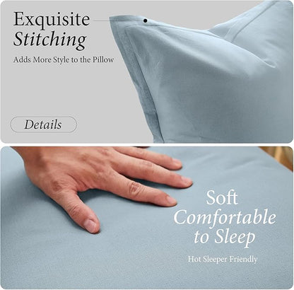 Simple&Opulence Linen Euro Sham Covers Set of 2, 26x26 Decorative Cotton Flax Blend Throw Pillow Cover Farmhouse Pillow Shams for Chair Couch Sofa Bedroom Living Room Home Decor, Dusty Blue