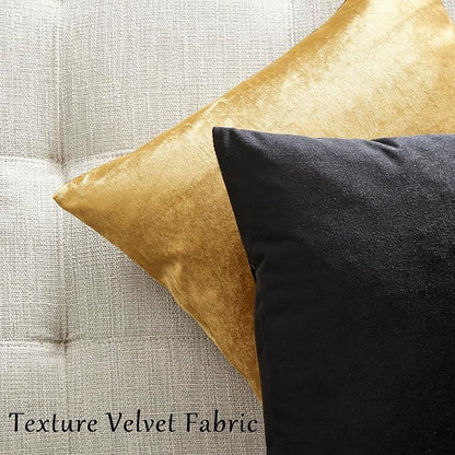GIGIZAZA Black Velvet Pillow Covers 16x16,Decorative Square Throw Pillows Modern Covers Small Solid Living Room Pillow Cases for Couch Pack of 2