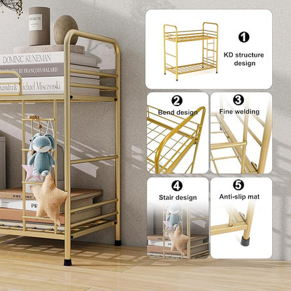 Desk Organizer Storage and Frees Up The Space of The Desk, Metal Small Bookshelf with Bunk Bed Design,Small Desk Organizer 9x2.5x17.7 Inch