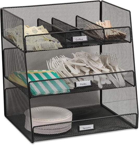 Safco 3293BL Onyx Mesh Break Room Supplies Organizer, Black
